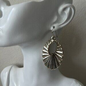 E&L Twist Textured Sterling Silver Electroform Earrings Israel 2.5” long